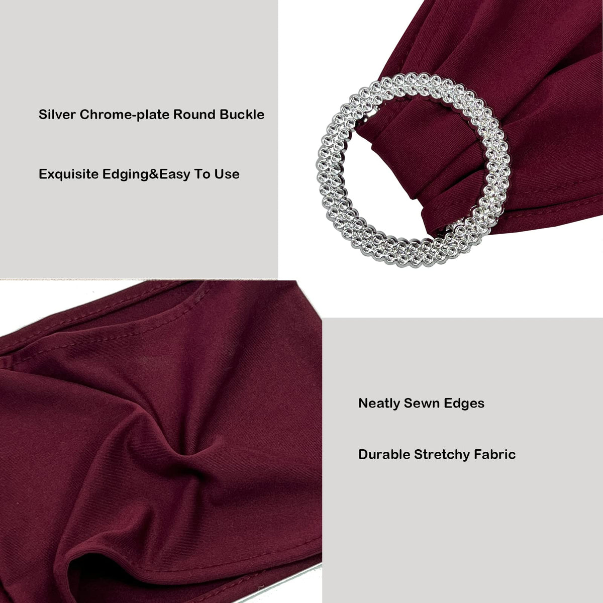 Maiangel Spandex Chair Sashes Bands 50PCS Stretch Chair Ties Bows with Buckle Slider for Wedding Party Banquet Decoration (Burgundy)…