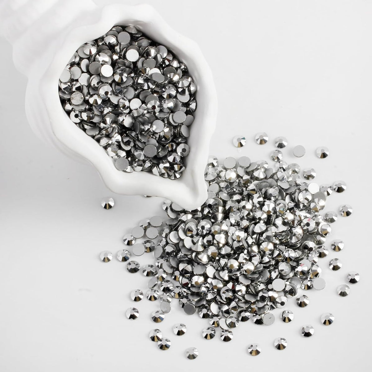3000 PCS SS10 Flatback Rhinestones,12-Facet Diamond-Cut Glass Gems for Nail Art,Clothing,DIY Crafts,Glue-On Decoration Stones with Silver Backing,Silver Hematite