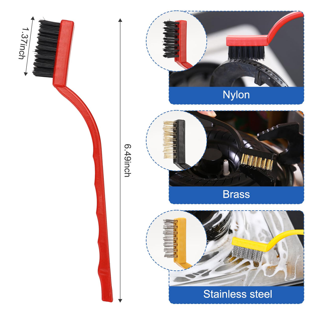 Auto Car Detailing Brush Set Car Interior Cleaning Kit Includes 3 Boar Hair Detail Brush,3 Wire Brush, 3 Air Vent Brush for Cleaning Car Interior Exterior, Dashboard Engines Leather Wheel
