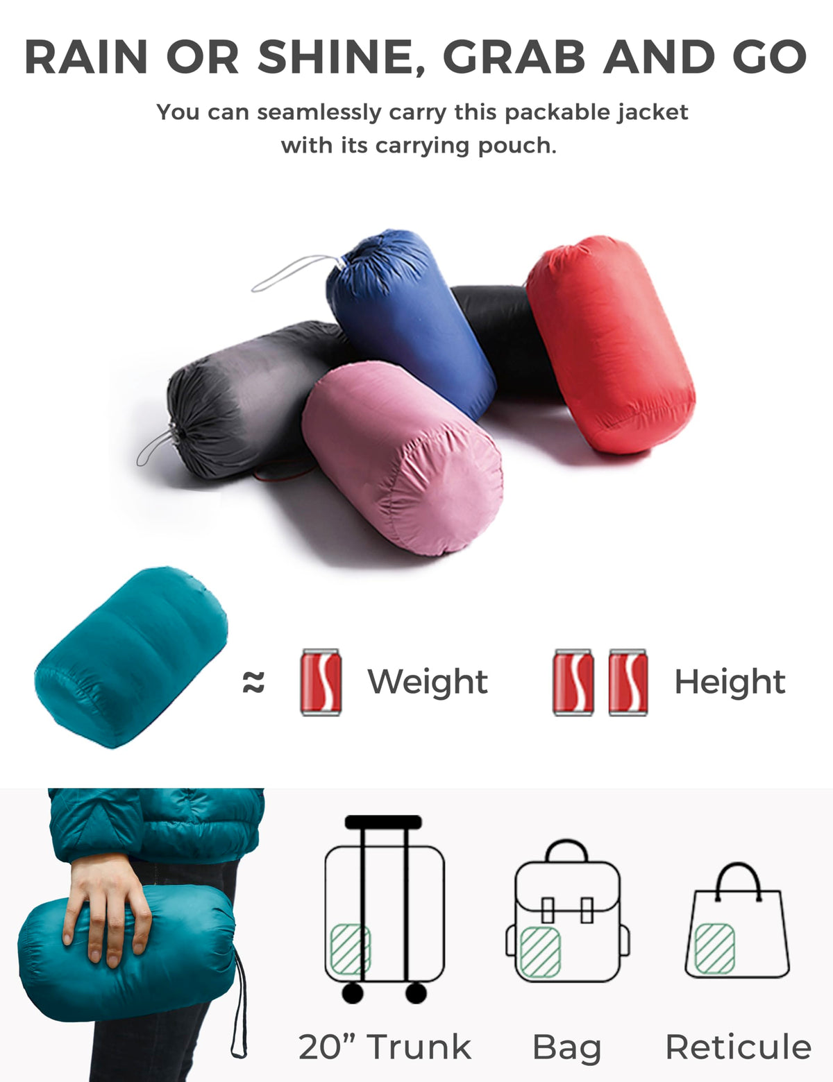 wantdo Women's Light Weight Down Coat Packable Warm Jacket Teal Blue Large