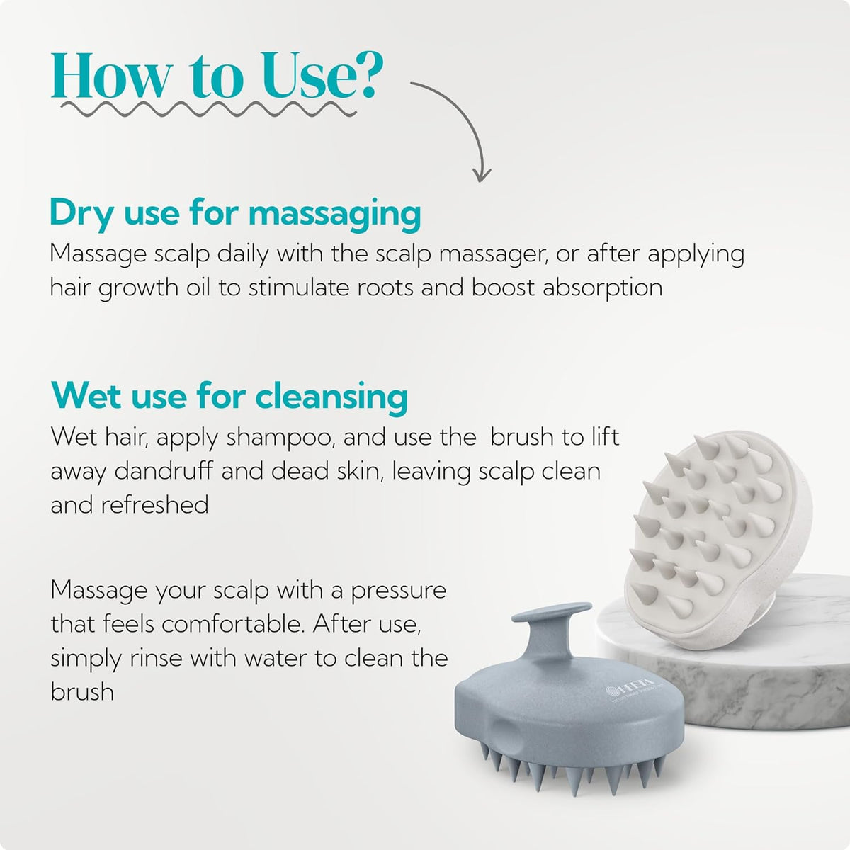 HEETA Scalp Massager 2 Pack for Hair Growth, Soft Silicone Bristles to Remove Dandruff and Relieve Itching, Scalp Scrubber for Hair Care Relax, Shampoo Brush for Wet Dry Use, New Grey & Beige