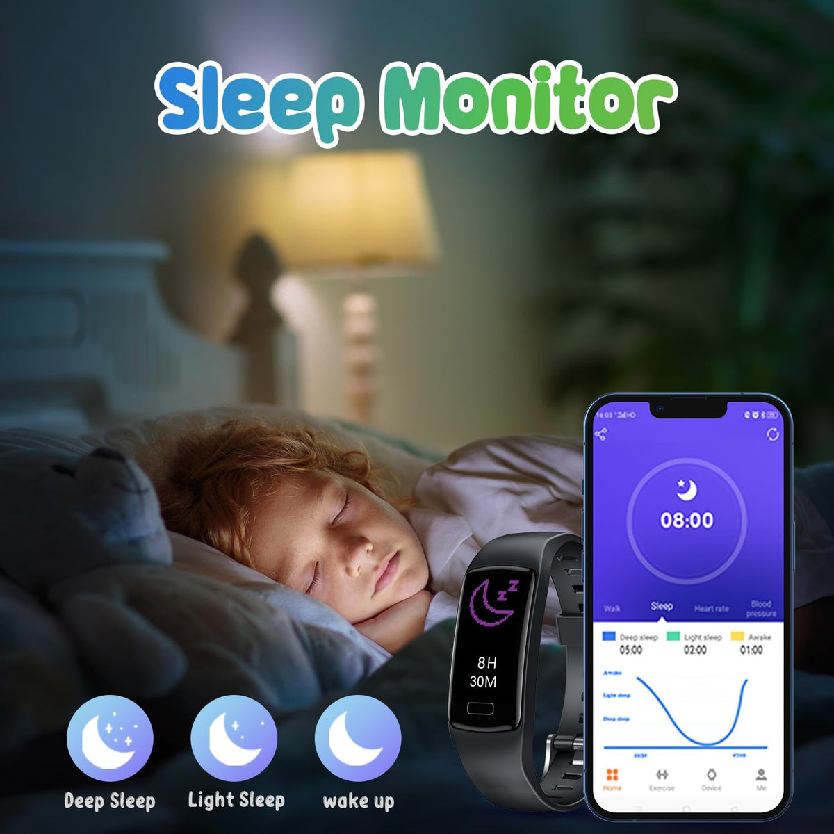 Smart Fitness Tracker Watch for Kids - Boys Girls Waterproof Smartwatch with Pedometer Heart Rate Sleep Tracking Alarm Clock Activity Tracker Calorie Step Counter Watch for Girls Boys Teens