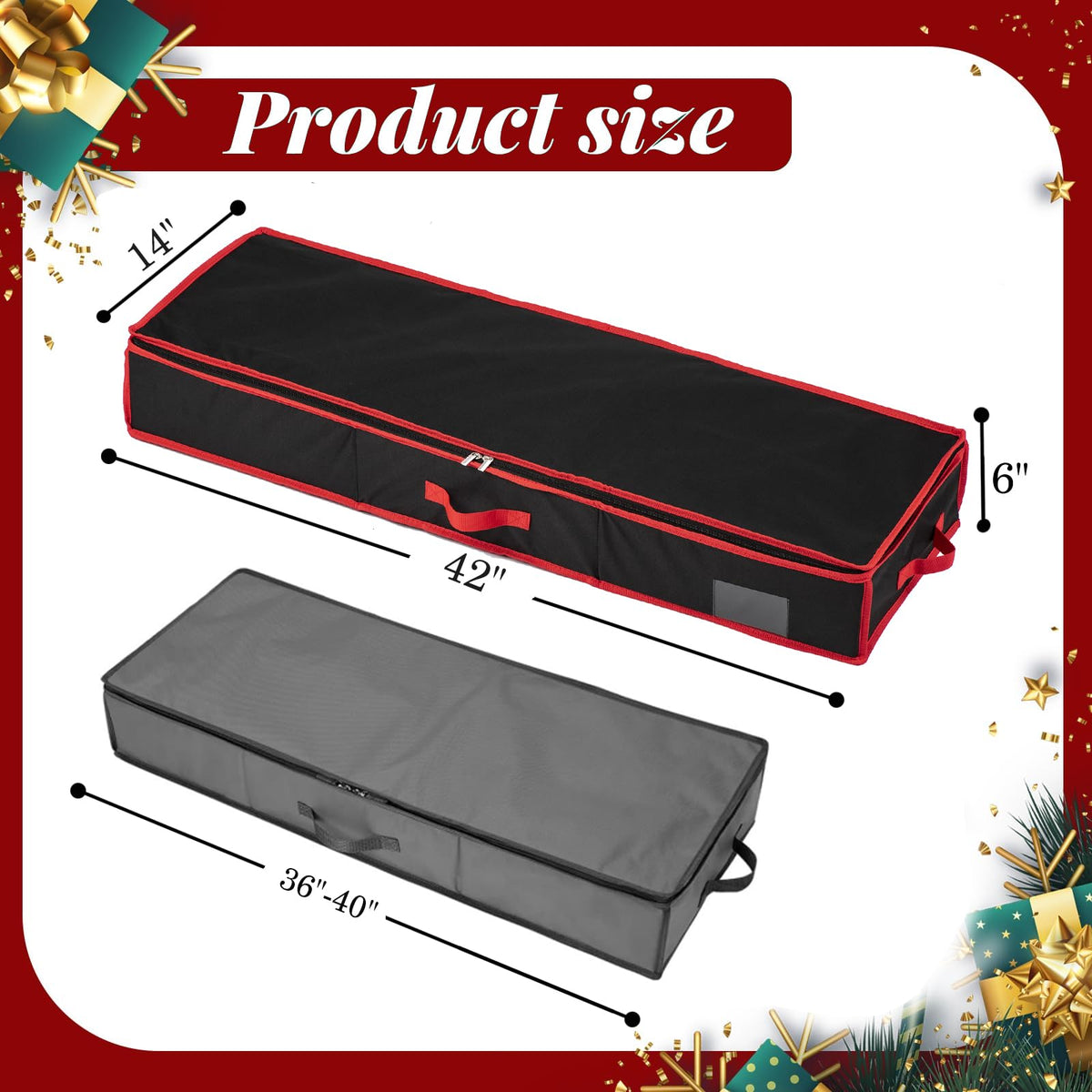 Wrapping Paper Organizer Storage for Christmas Gifts Wrapping Paper Storage, 600D Oxford Fits Ribbon, Ornaments, Holiday Accessories Flexible Partitions and Pockets （Black）