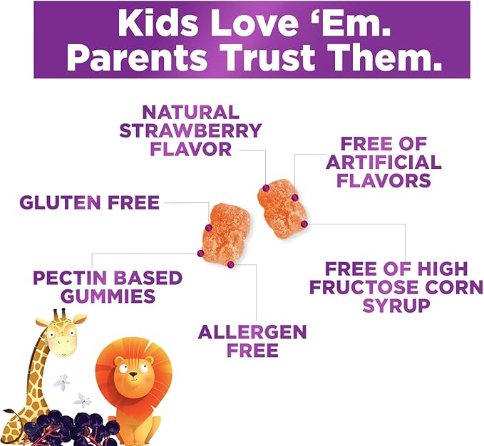 Kids Multivitamin Gummies - Daily Vitamins for Kids, Vitamin C, D3 & Zinc for Immune Support, Strawberry Flavored Gummies, Nature's Toddler & Kid Multi Vitamins, Non-GMO, Gluten Free - 120 Gummies