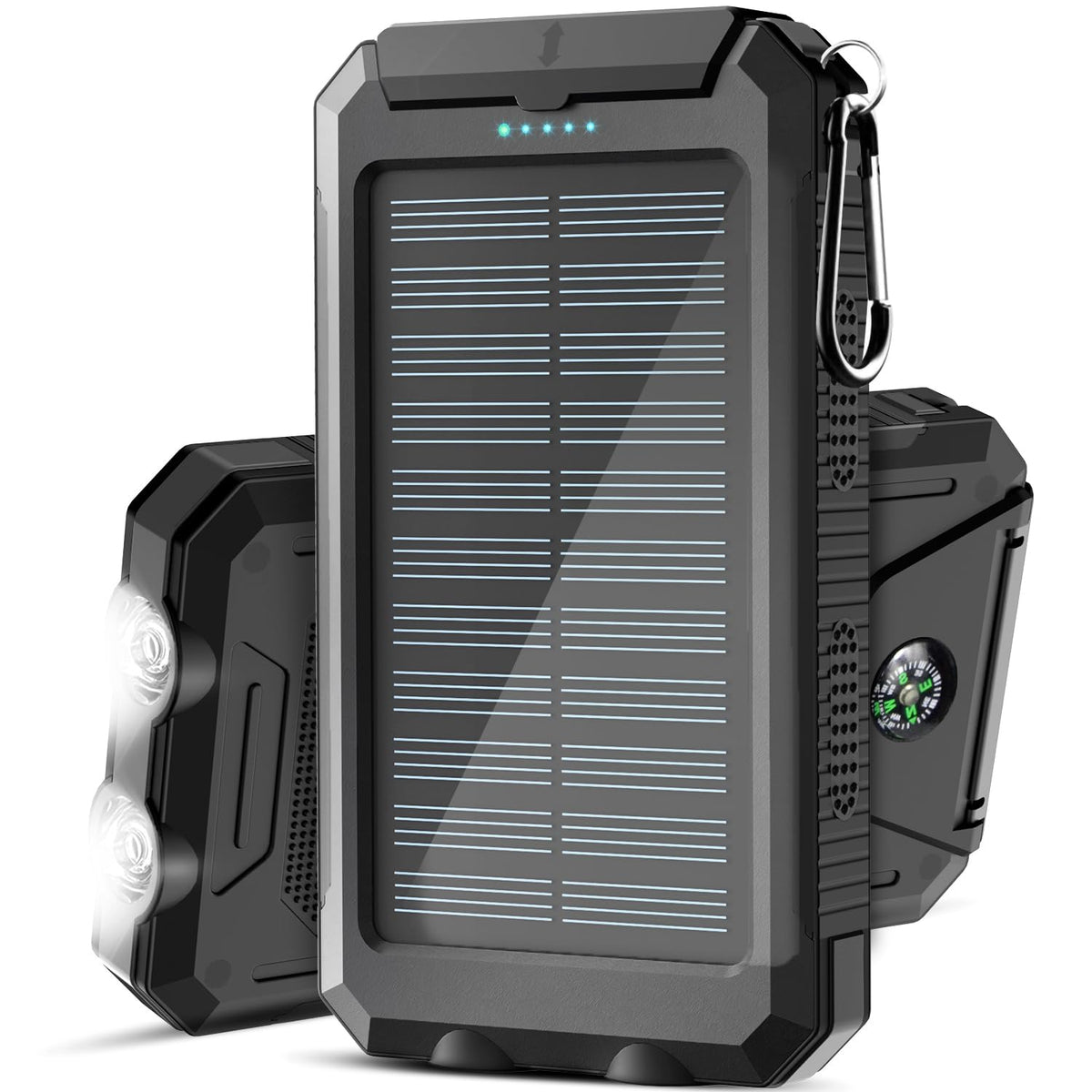 Solar-Power-Bank-Portable-Charger-42800mAh Solar Phone Charger with 4 USB Ports/LED Flashlight Fast Charge USB C External Backup Battery Pack Compatible with iPhone Tablet, for Outdoor, Camping