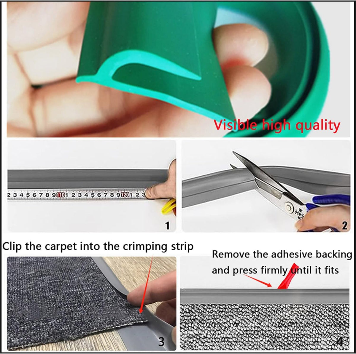 LeongLzt Floor Transition Strip Self-Adhesive Carpet Transition Strip, Flexible Carpet Edge Trim Carpet to Tile Transition Strip Rug Edge Transition Strip