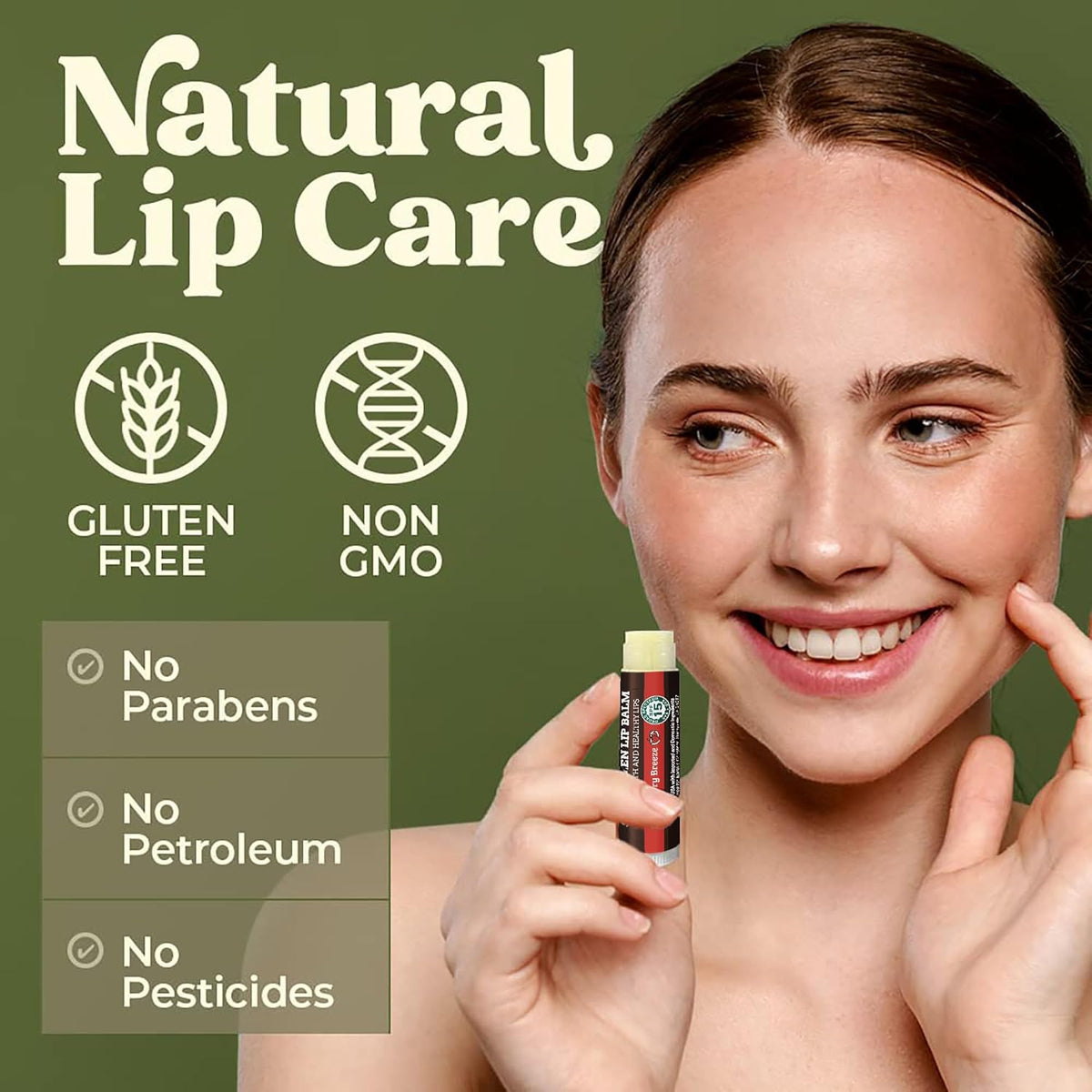 Earth's Daughter SPF Lip Balm 4-Pack Strawberry Flavor - Lip Sunscreen, SPF 15, Organic Ingredients, Beeswax, Coconut Oil, Vitamin E - Hypoallergenic, Paraben Free, Gluten Free