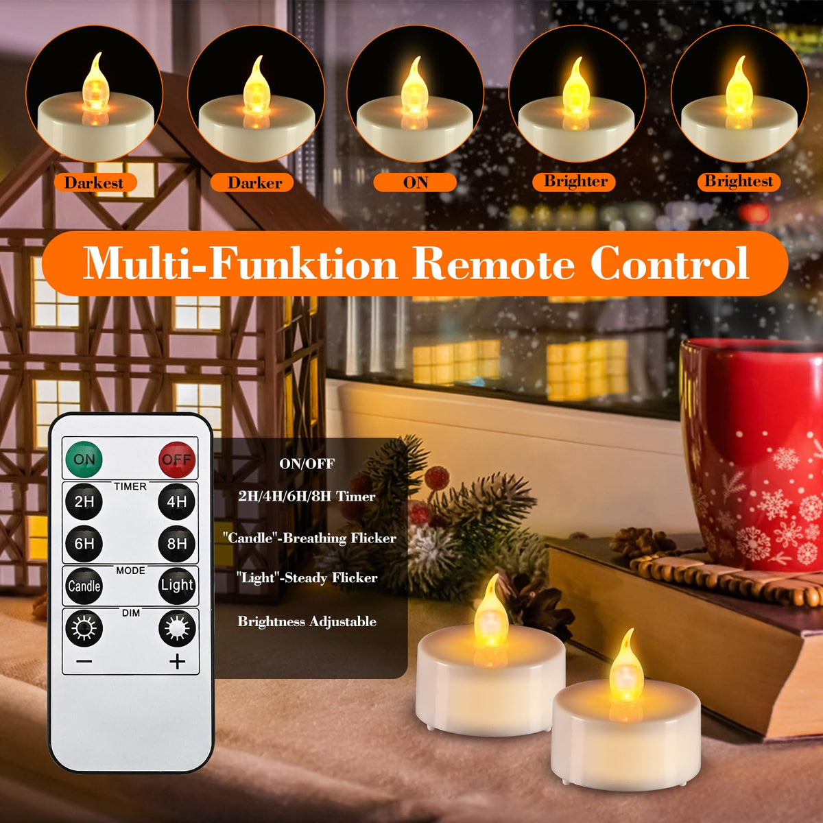 JOSU 24PCS Flameless Tea Lights Candles with Remote Timer, LED Battery Operated Candle for Engagement Wedding Centerpiece Table Decorations, Tealight Candles for Home Patio Farmhouse Porch Party Decor