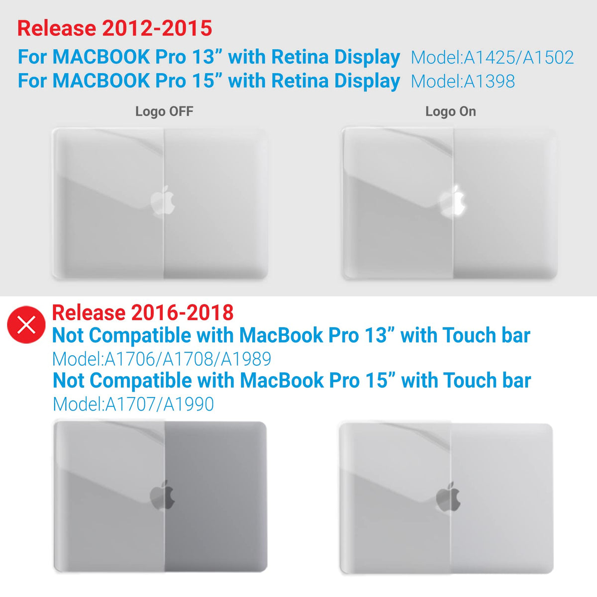 IBENZER Compatible with MacBook Pro 13 Inch Case 2015 2014 2013 end 2012 A1502 A1425, Hard Shell Case with Keyboard Cover for Old Version Apple Mac Pro Retina 13, Crystal Clear, R13CYCl+1 F