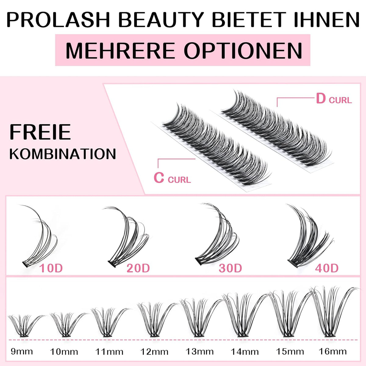 280 Pcs Individual Lashes 30D-C-0.07-9-16mix Cluster Lashes 10D 20D C D Curl Wispy Lashes Bottom Lashes DIY Lashes At Home（30D-C-0.07-9-16mix）