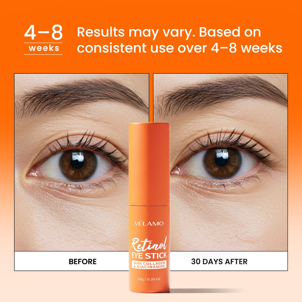 VELAMO ADVANCED Retinol Eye Balm Stick: Made in Korea, Travel Essentials, Upgraded 8-in-1 Formula with Collagen, Niacinamide & Peptides – Under Eye Cream for Dark Circles, Puffiness & Wrinkles 0.35oz