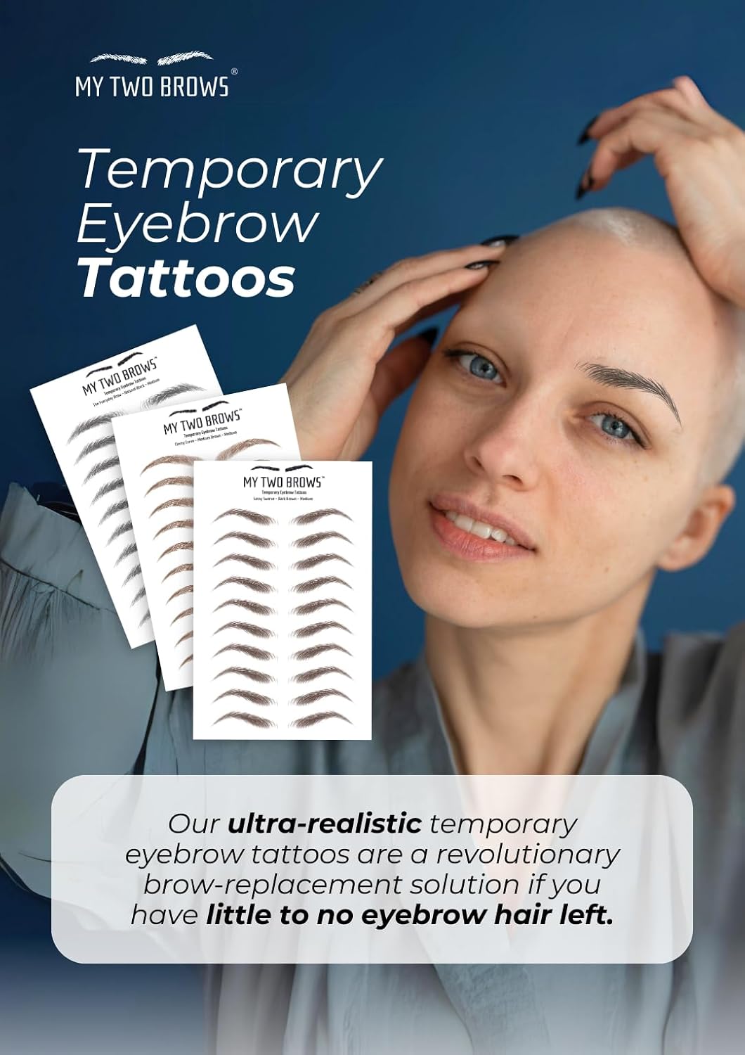 (10 pairs) Ash Brown Temporary Eyebrow Tattoo - Medium Size - Waterproof & Smudgeproof - Sassy Swerve Style Eyebrow Stickers - Sheet Lasts up to 30 Days - Won't Work on Existing Brows