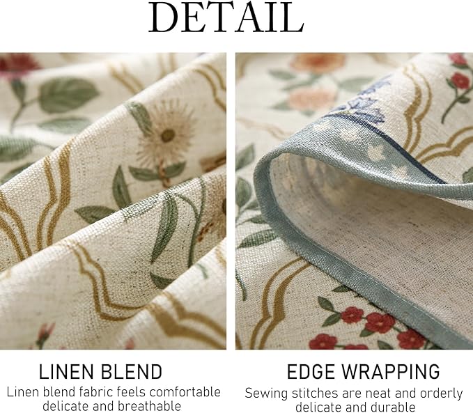ISAENNE Designer Small Rectangular Tablecloth,Western Linen Colorful Floral Indoor Table Cloth,Wrinkle Resistant Decor Tablecloths for Dining Thanksgiving Kitchen Christmas,55"*71"-Serenity B