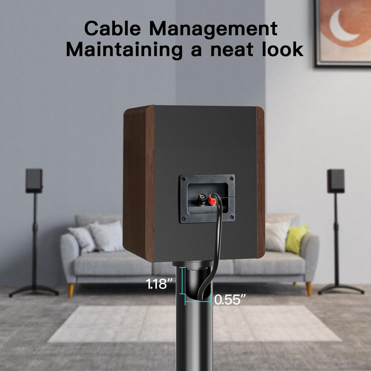 PERLESMITH Speaker Stand Adjustable - Extend 20" to 44" - Holds Satellite Speakers & Small Bookshelf Speakers up to 9 lbs, Floor Stands Compatible with Sony Bose Polk JBL Yamaha and Others - 1 Pair