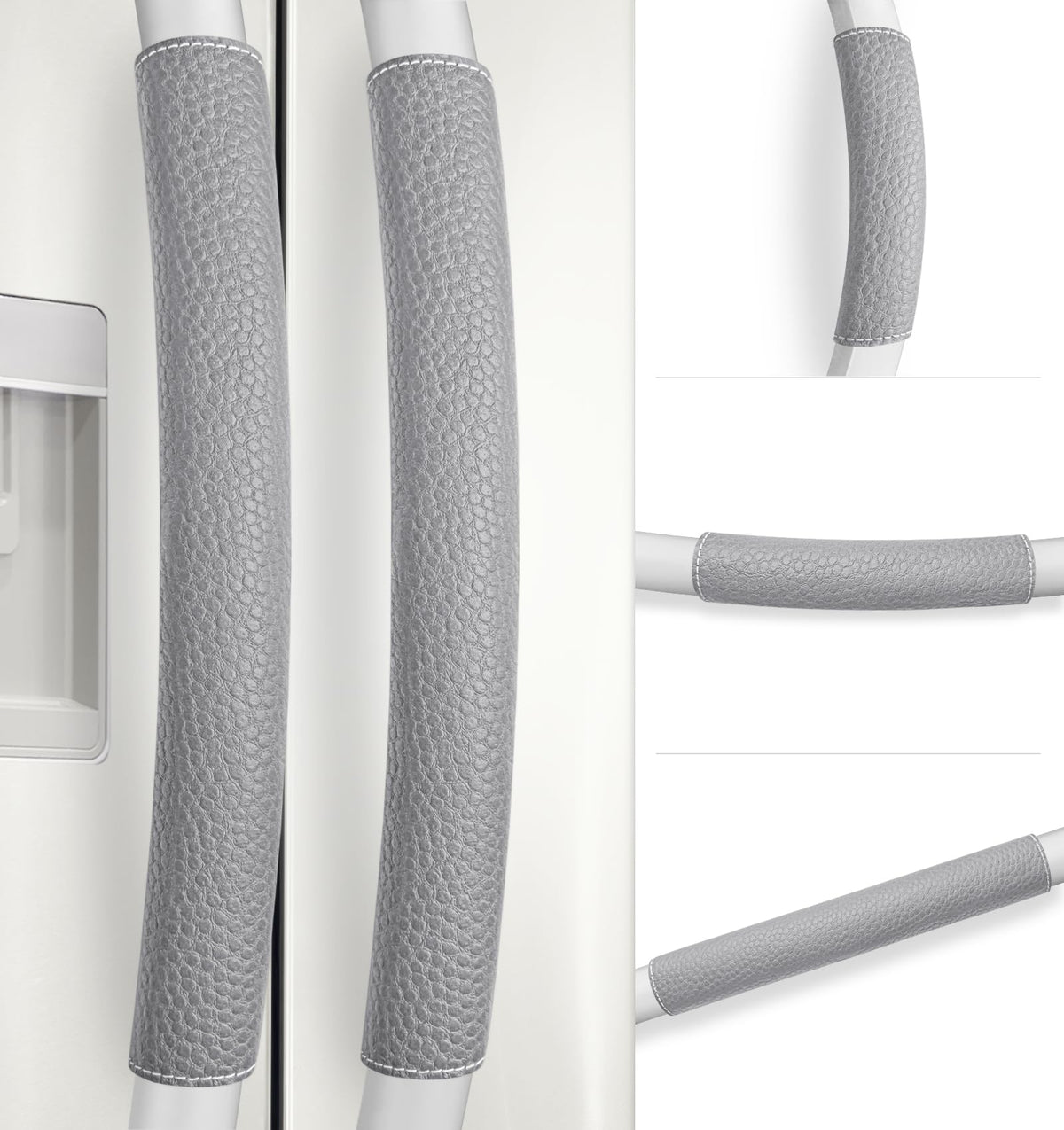 Rikzor Refrigerator Door Handle Covers, Set of 5, Adjustable Appliance Handle Covers, Keep Your Kitchen Clean, Microwave Oven Stove Dishwasher Handle Protector, Non Slip Fridge Handle Cover (Gray)