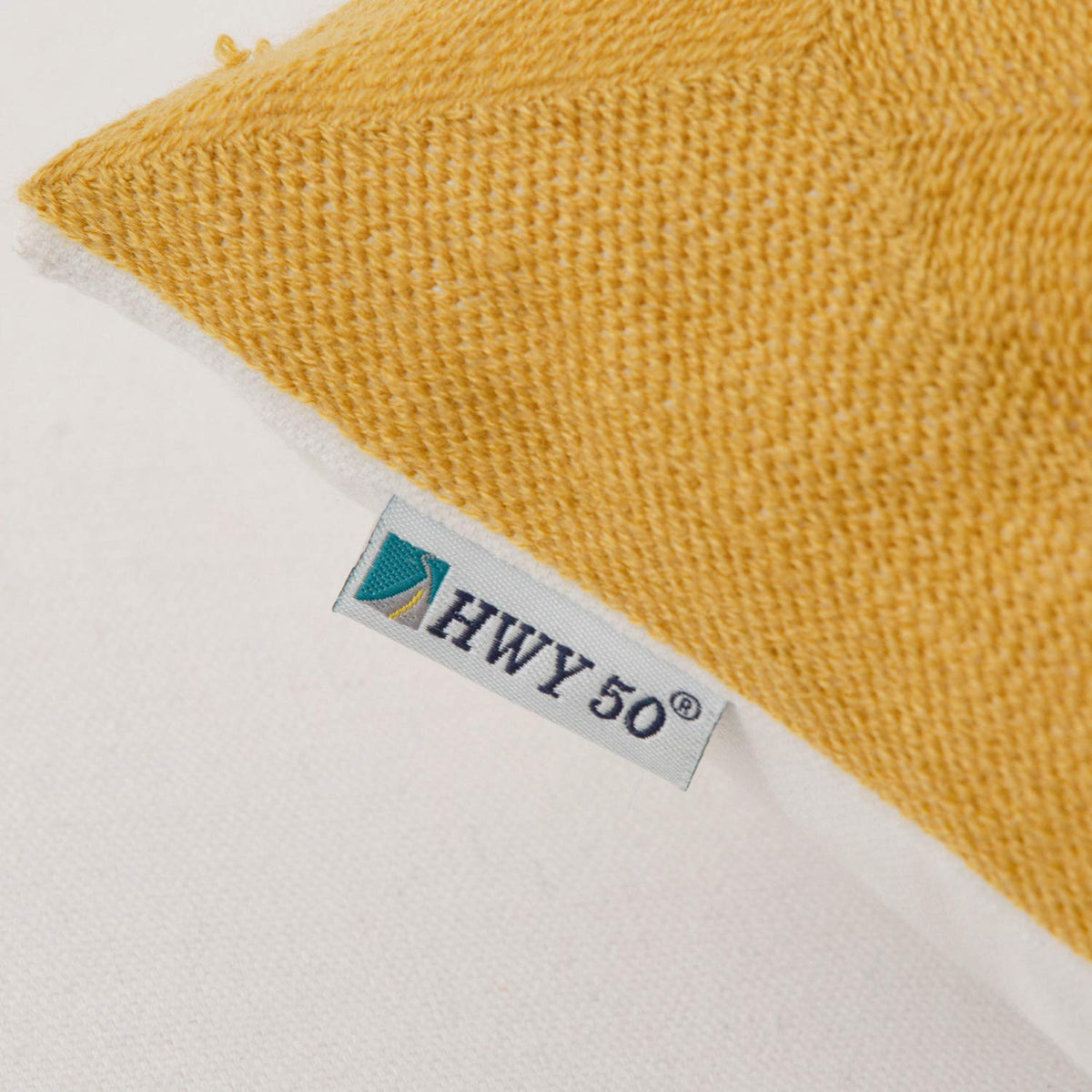 HWY 50 Mustard Yellow Decorative Throw Pillow Covers 18x18 Inch (1 Piece), Embroidered Cotton Modern Farmhouse Cushion Cover Pillow Case for Sofa Couch Living Room Bed, Sunflower