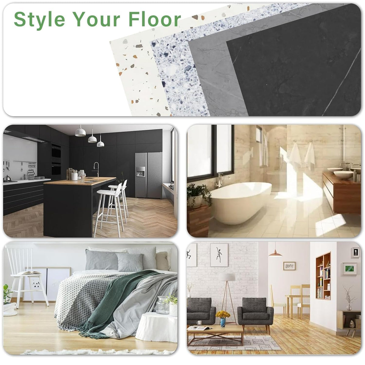 Peel and Stick Floor Tile 20-Pack 20 Sq.Ft Matte Pattern Flooring, 12” x 12” Self Adhesive Vinyl Flooring DIY for Kitchen, Bathroom, Laundry, Pure White