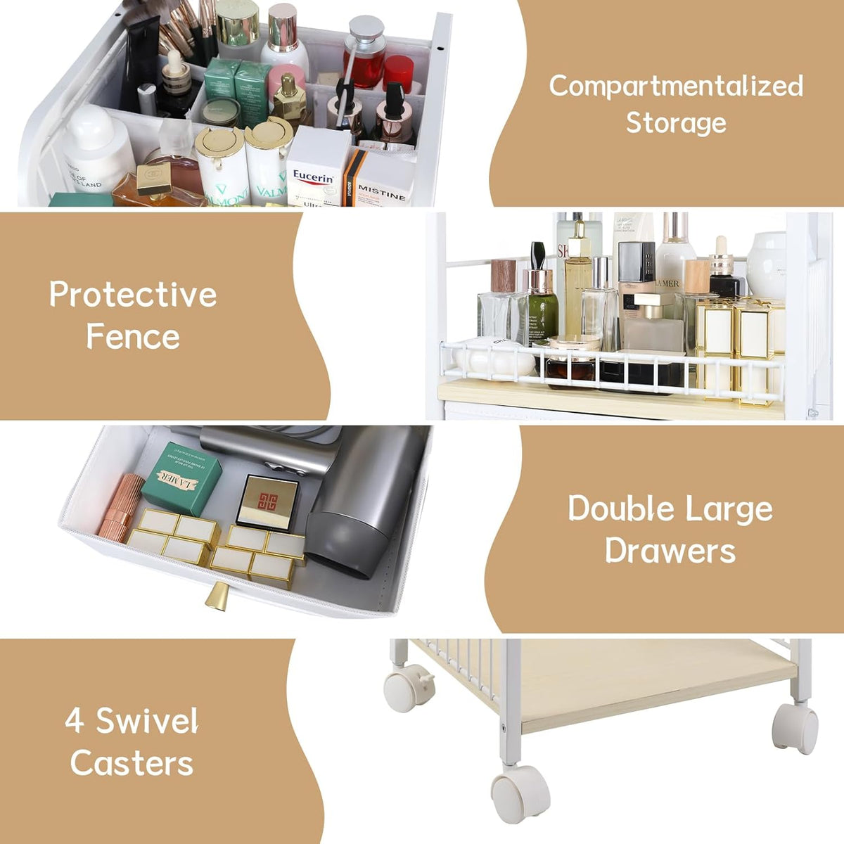 YGJT Makeup Organizer, Floor Skincare Cosmetics Organizer with Drawers, Jewelry Organizers and Storage for Earring Necklace, Vanity Organizer for Skin Care Perfume Makeup Brush Nail Polish Hair Tool