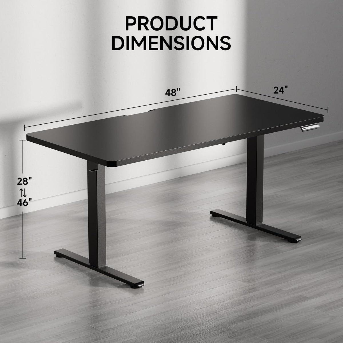 GTRACING Electric Standing Desk, 48 x 24 Inches Sit Stand up Desk with Memory Preset Controller, Height Adjustable Ergonomic Home Office Computer Desk (Black)