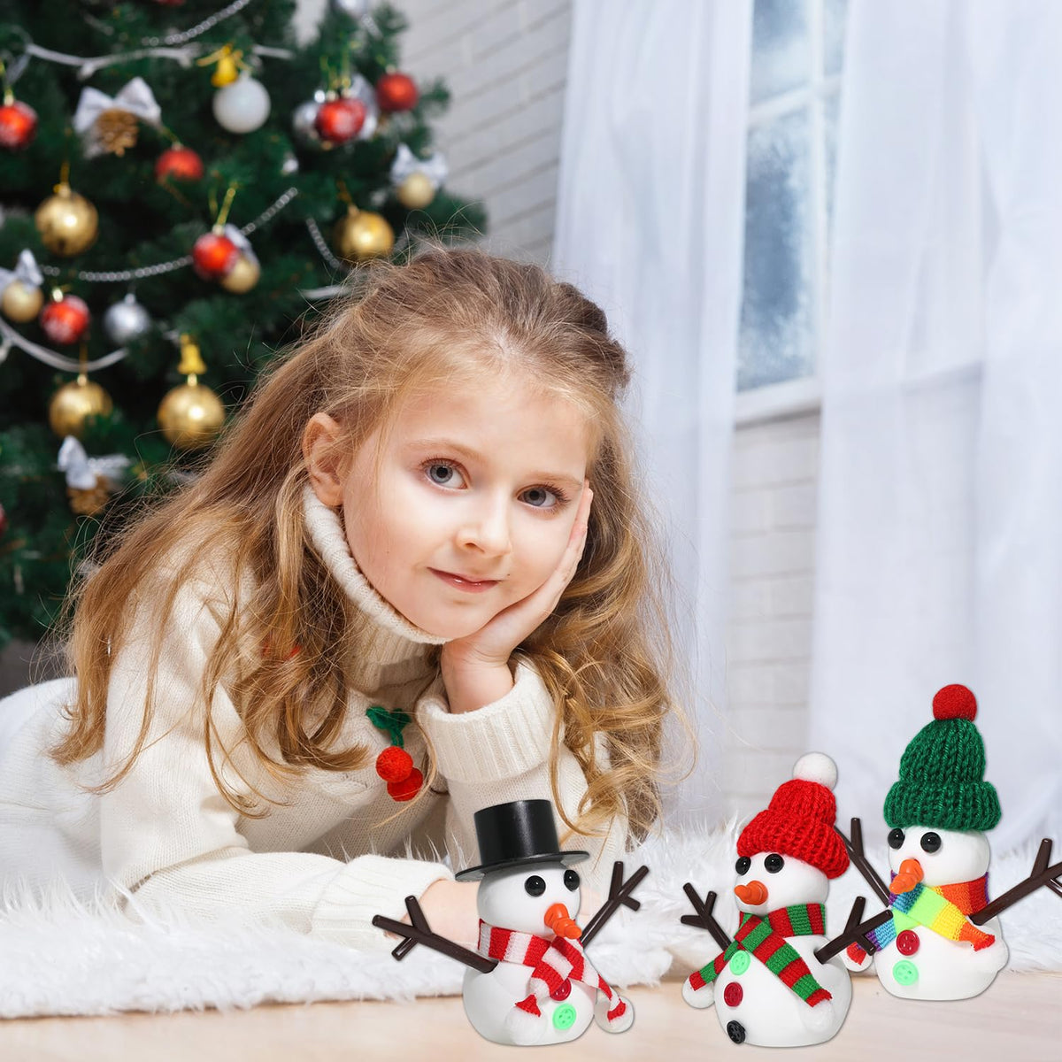 LAHAND 9-Pack Christmas Crafts Snowman Sets for Kids, Modeling Clay Snowman DIY Kit,Christmas Stocking Stuffers for Kids, Perfect for Winter Children's Holiday Party Decoration Gifts