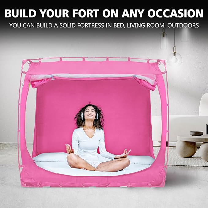 Bed Tent Bed Canopy Queen Size Tents for Adult and Kids- Original Design Portable Dream Tent Indoor Sleeping 80% Blackout with 3 Doors Breathable Big Space Tents