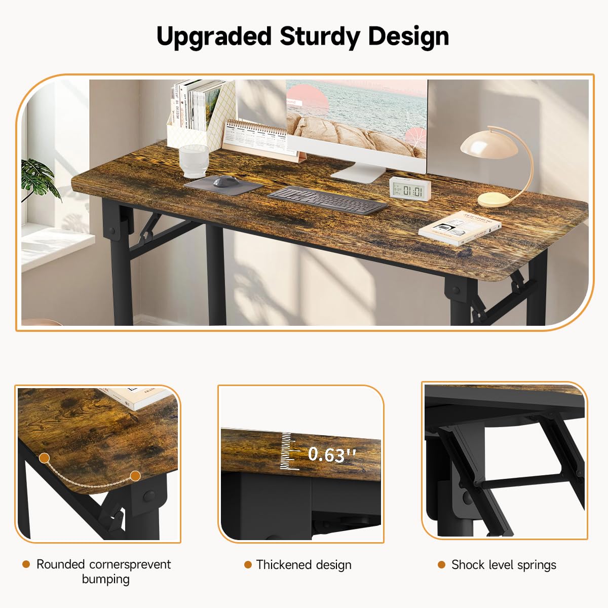 XUEGW Computer Desk Study Table No Assembly Required, Writing Computer Desk Space Saving Foldable Table Suitable for Bedroom, Study, Living Room...