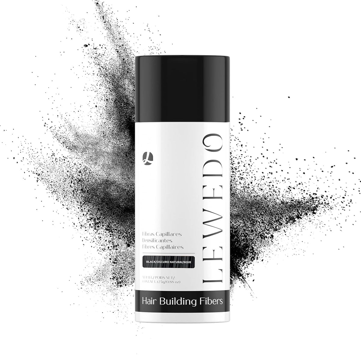Hair Building Fibers - Instant Volume for Thinning Hair, Natural Appearance with Electrostatic Adsorption,Plant-Based, All-Day Hold, 25G Black