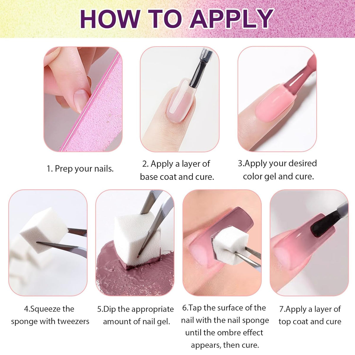 Gradient Painting Gel, 9 Colors Ombre Gel 3D Sculpture Effect Black&White Nude Pink Sponging for Pigment Pat Aura Nails French Manicure Soak Off UV Artistic Inspiration