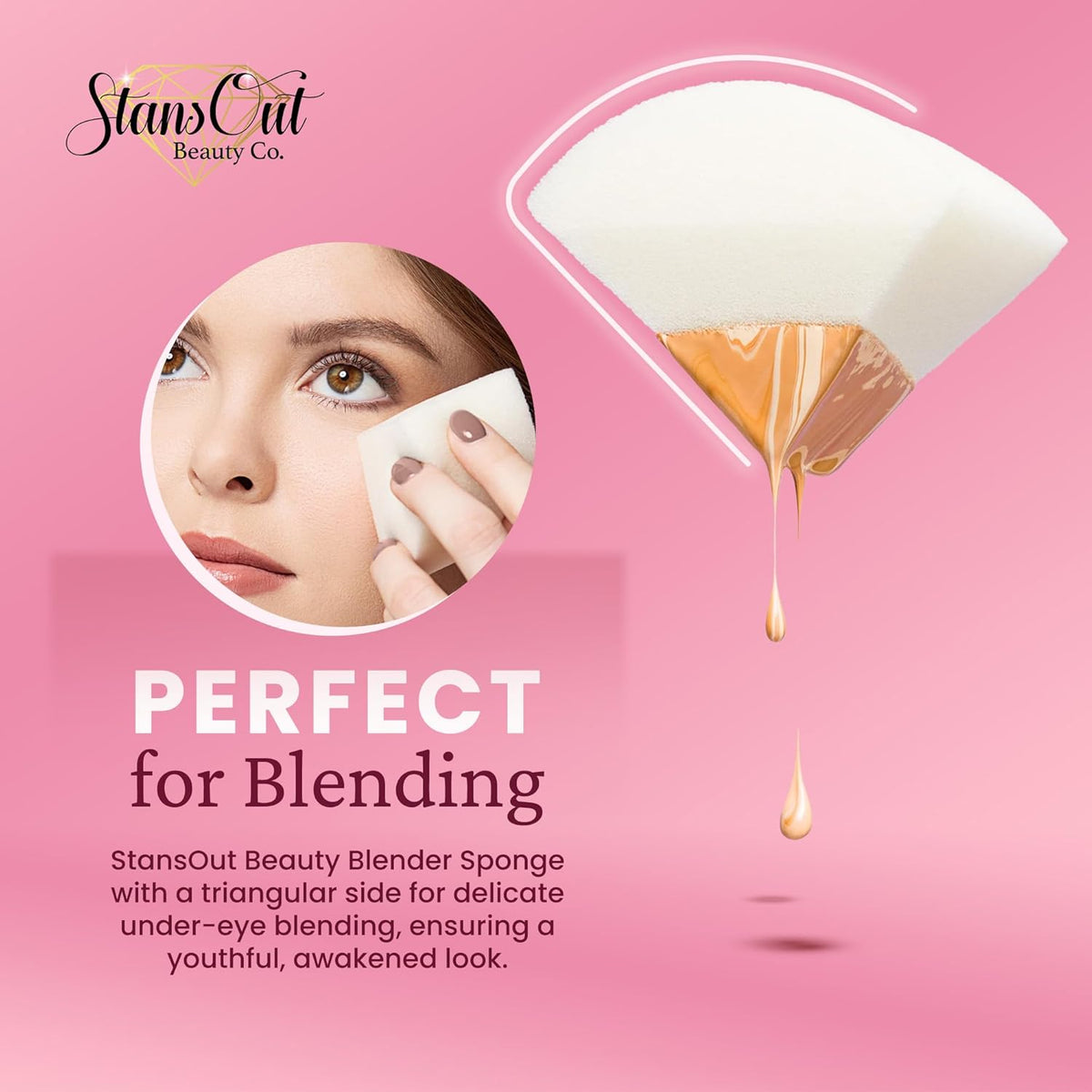 StansOut Memory Foam Makeup Sponge – No-Water-Needed Blender for Liquid, Cream & Powder Foundation – Airbrush Finish, Flawless Application