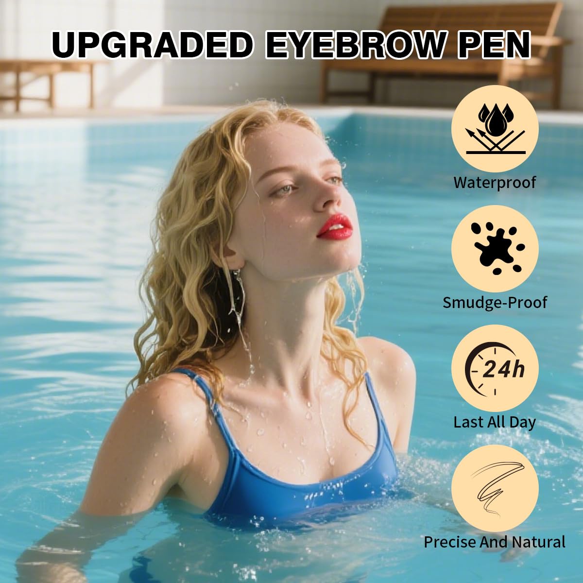 Microblading Eyebrow Pencil,2-in-1 Dual-Ended Eyebrow Pen with 2 Tip brow pen and Precise Brush-Tip,Brow Pen for Natural Waterproof and Long-Lasting Brows (Light brown)