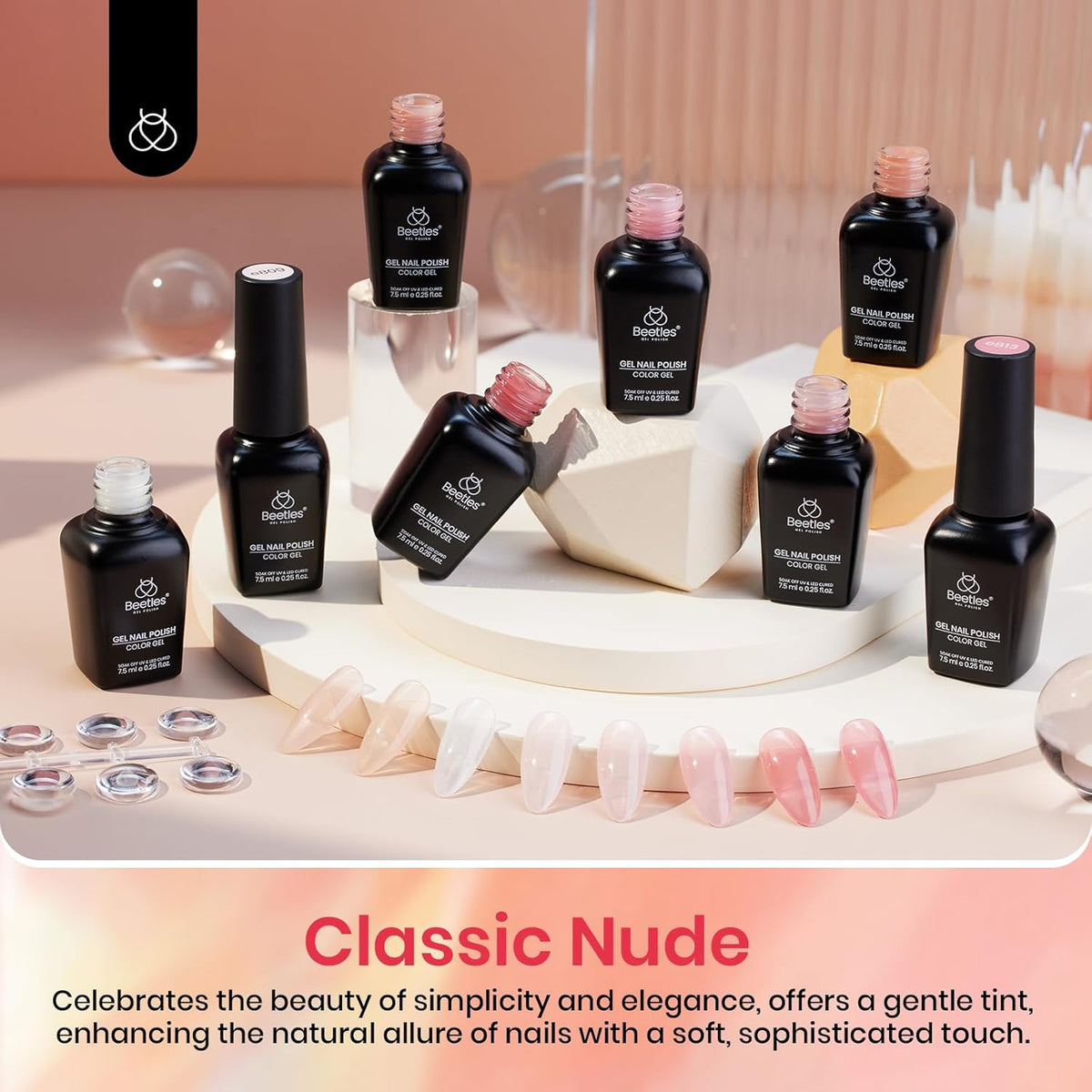 Beetles Jelly Gel Nail Polish Set, 8 Colors Nude Pink Neutral Sheer Milky White Gel Polish Kit Translucent Effect Spring Summer French Nail Art Nail Concealer Soak Off UV Manicure Gift for Women