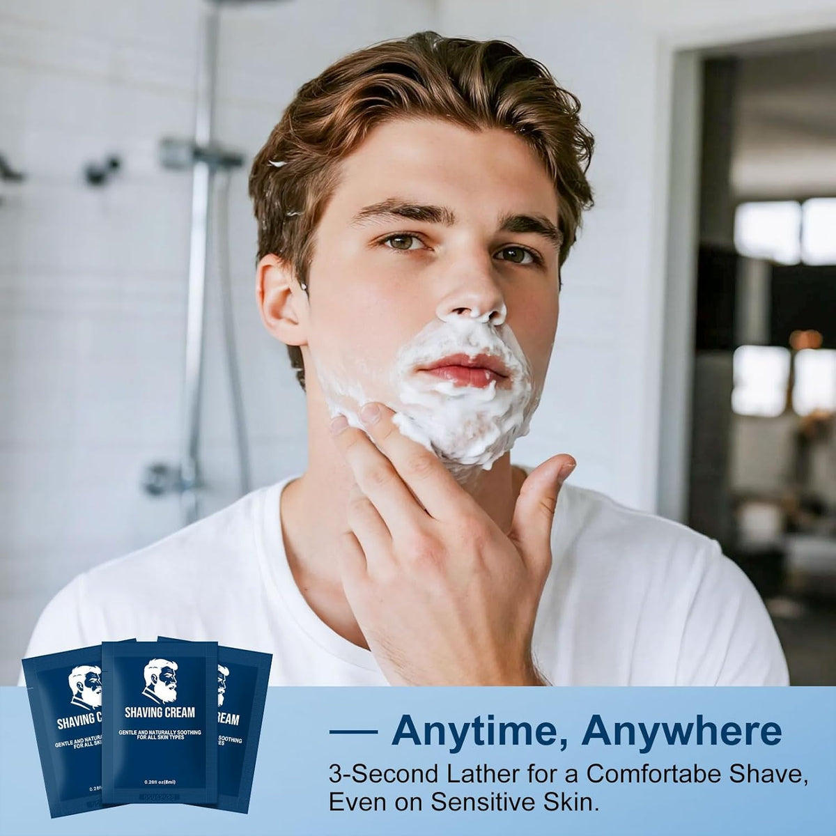 Shaving Cream Bulk Travel,8ml/0.28 oz Travel Shave Cream Disposable Shaving Cream in Bulk for Hotel Homeless （Jasmine，pack of 30)