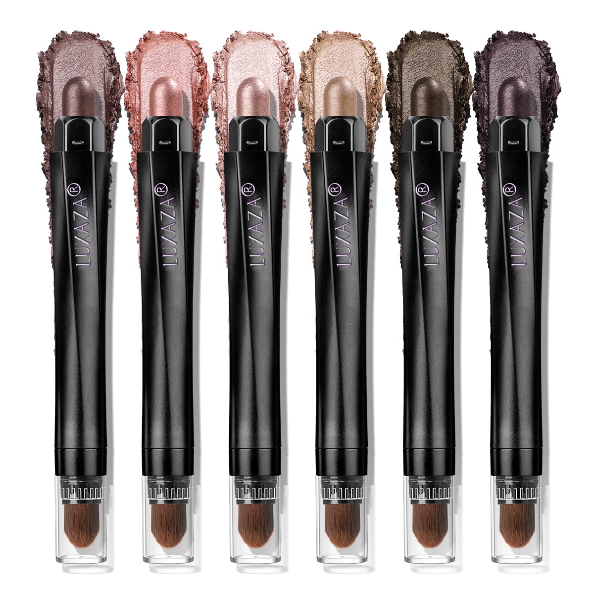 LUXAZA PRO Neutral Eyeshadow Stick Makeup 6PCS Set, Metallic Shimmer Matte Cream Eye Shadow Eyeliner Brightener Pencil Crayon - PINK OCEAN
