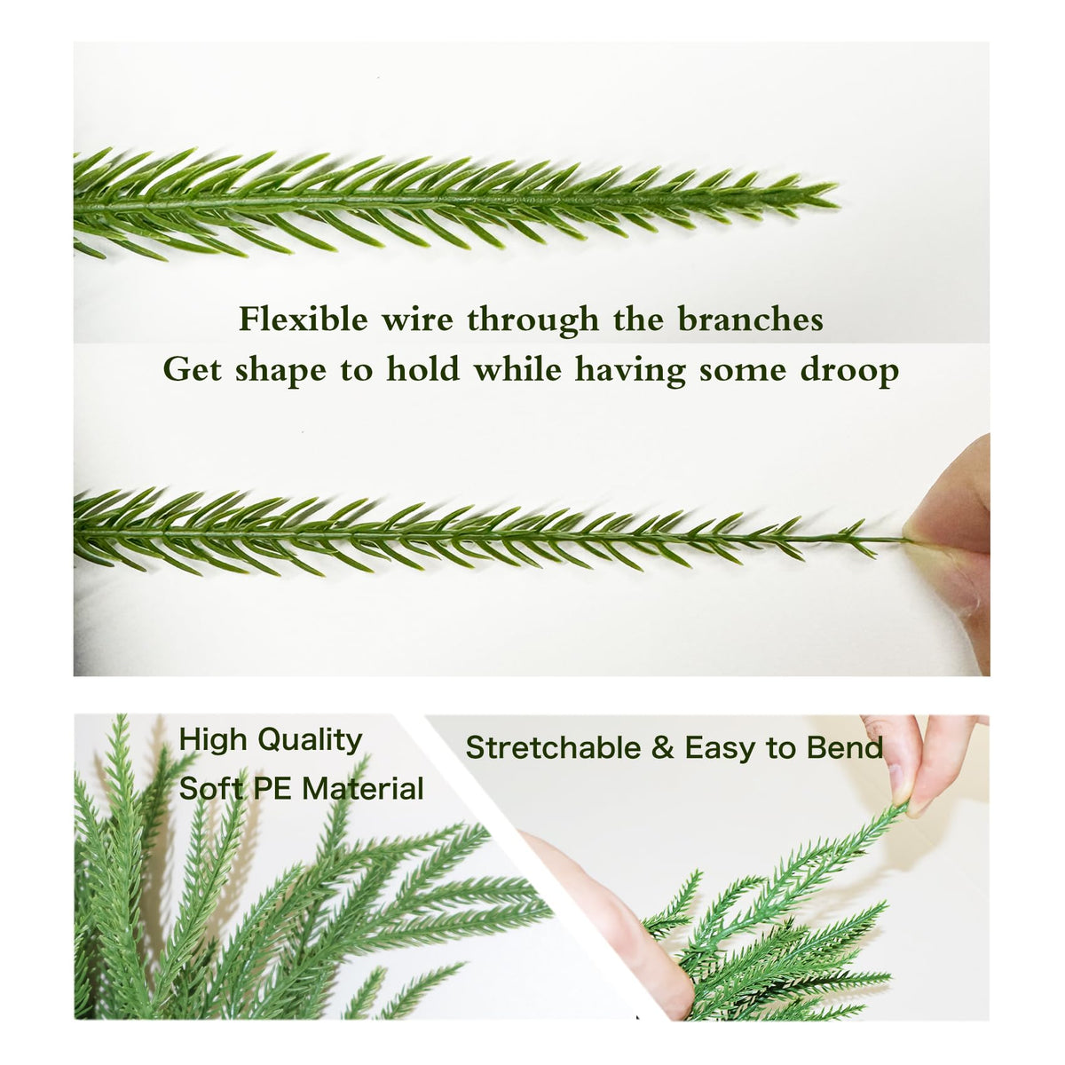 Senjie 6FT 2PCS Christmas Garlands Norfolk Pine Garland Real Touch Artificial Faux Greenery Garland for Holiday Indoor Outdoor Decor