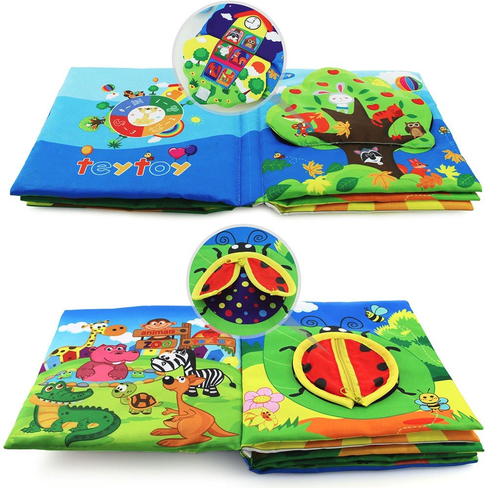 Infant Soft Book, Baby Books 6 to 12 Months, Cute Montessori Educational Newborn Baby Toys 0-3 Months, Nontoxic Fabric Touch & Feel Crinkle Cloth Books for Babies, Infants, Toddlers Visual Stimulating