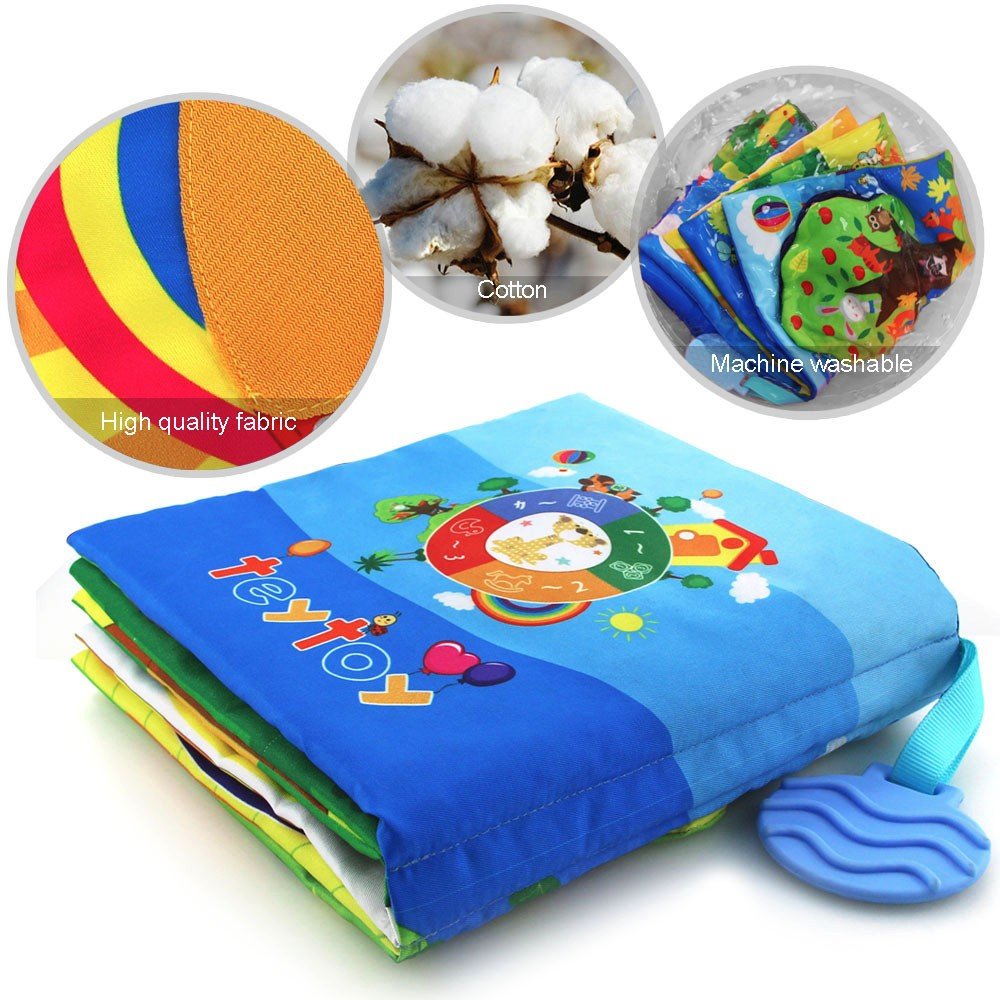 Infant Soft Book, Baby Books 6 to 12 Months, Cute Montessori Educational Newborn Baby Toys 0-3 Months, Nontoxic Fabric Touch & Feel Crinkle Cloth Books for Babies, Infants, Toddlers Visual Stimulating