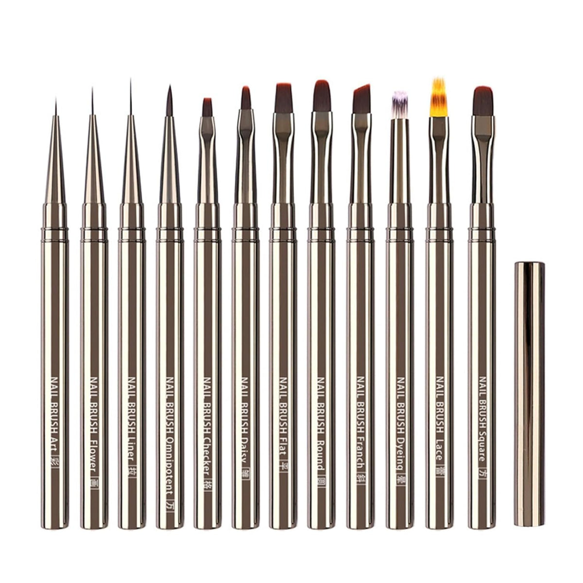 12pcs Nail Art Brushes, Nail Art Design Pen Painting Tools Professional Flower Brush Drawing Extension Gel Brush Liner Brush Ombre Painting Brush Carved Brush For Nail Art Design