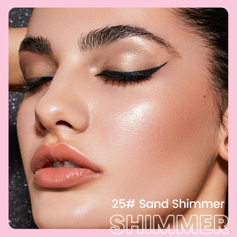 evpct 1Pcs Sand Shimmer Cream Eye Shadow Brightener Sticks for Eyes Waterproof Pigmented, Double Ended Cream Eyeshadow Stick Pencil Pen with Applicator, Eye Shadow Palette Highlighter Makeup 25
