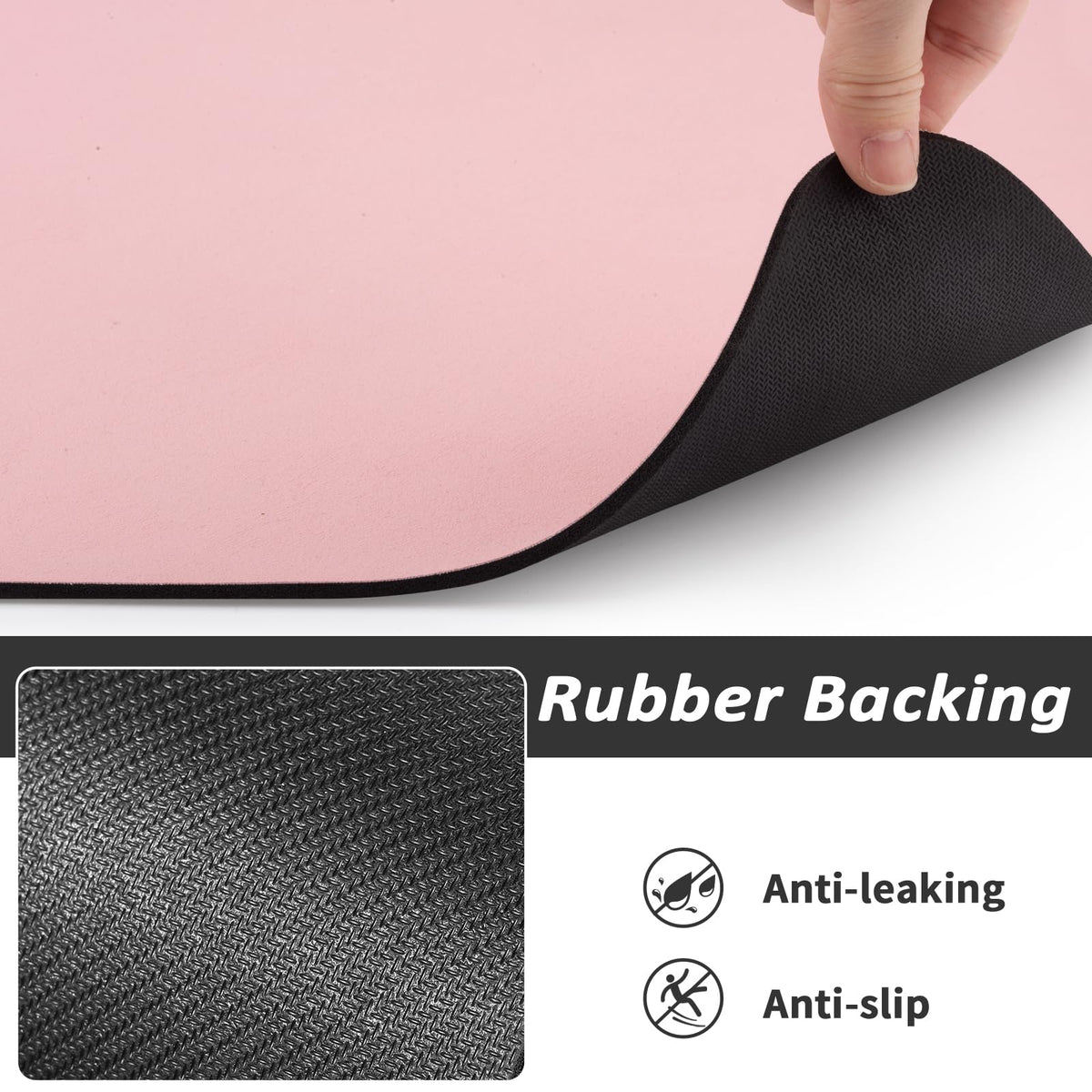 HotLive Pet Feeding Mat - Absorbent Dog Mat for Food and Water, No Stains Cat Bowl Mat, Easy to Clean Pet Placemats, Quick Dry Dog Water Dispenser Mat for Messy Drinkers | Pink 16"x 24"