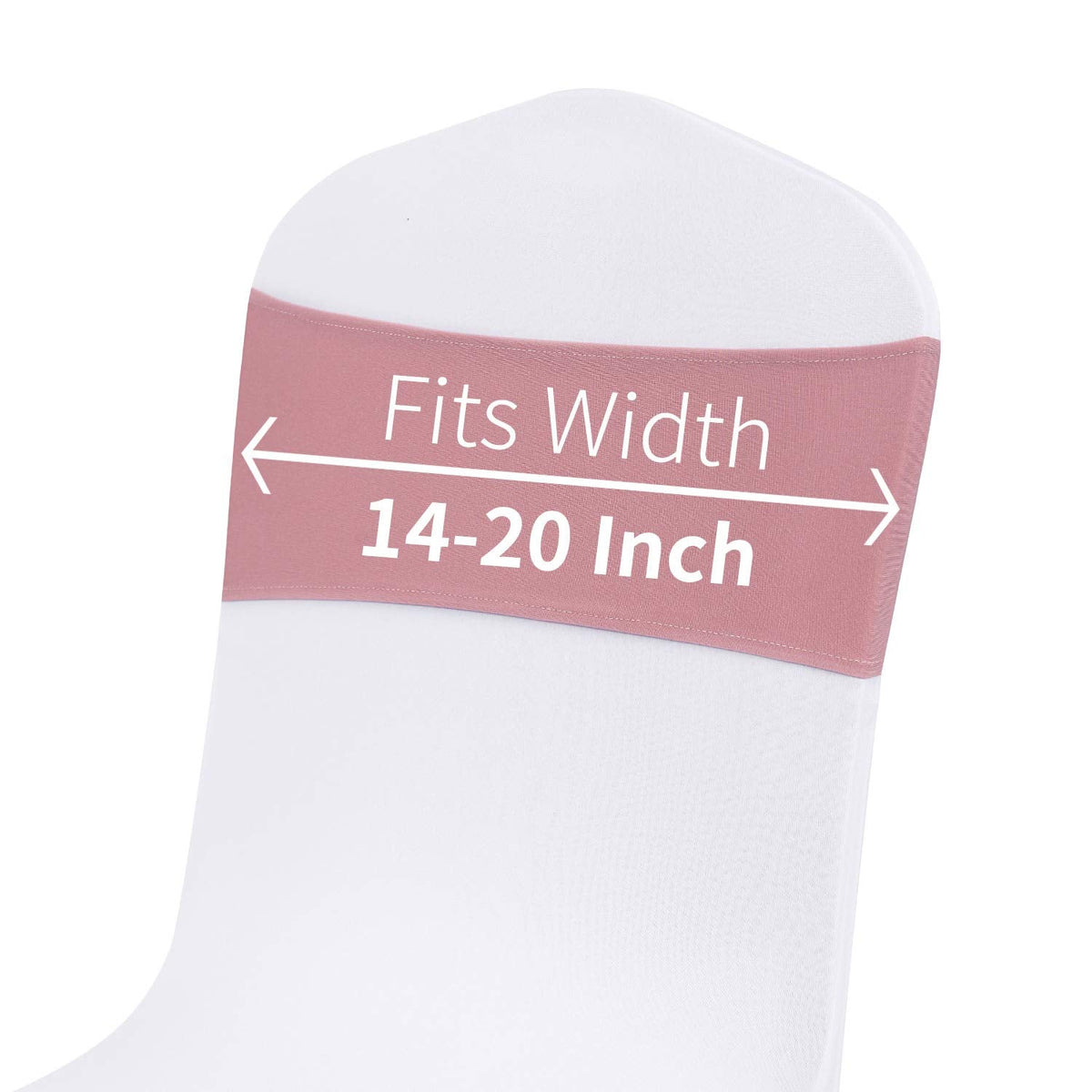 Peomeise 100pcs Dusty Pink Spandex Chair Sashes with Buckle Slider for Wedding, Party Decoration