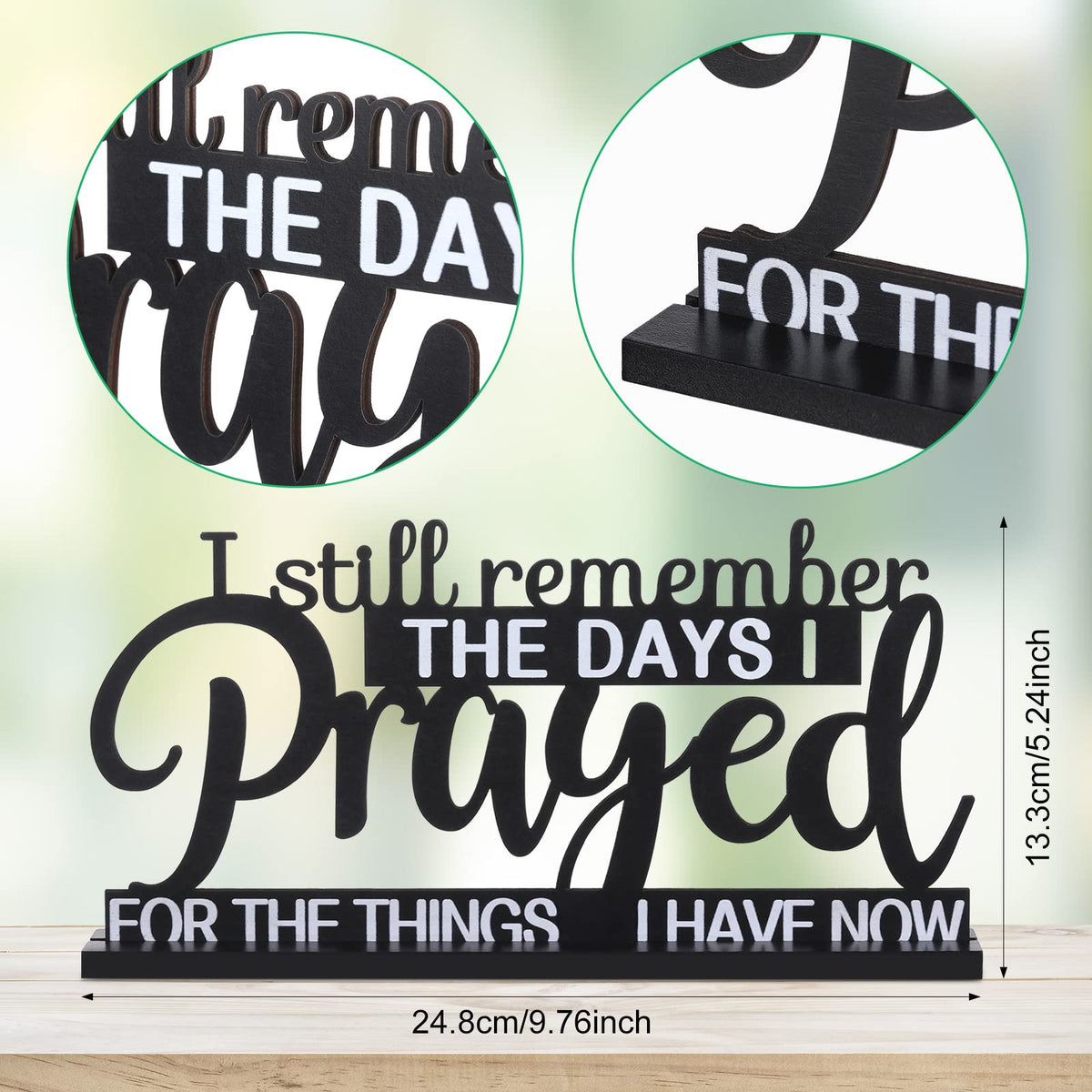 Jetec I Still Remember The Days I Prayed Sign Inspirational Table Blessed Signs Motivational Decor Farmhouse Table Home Centerpieces Faith Wooden Shelf for Living Room Office(Classic Style)