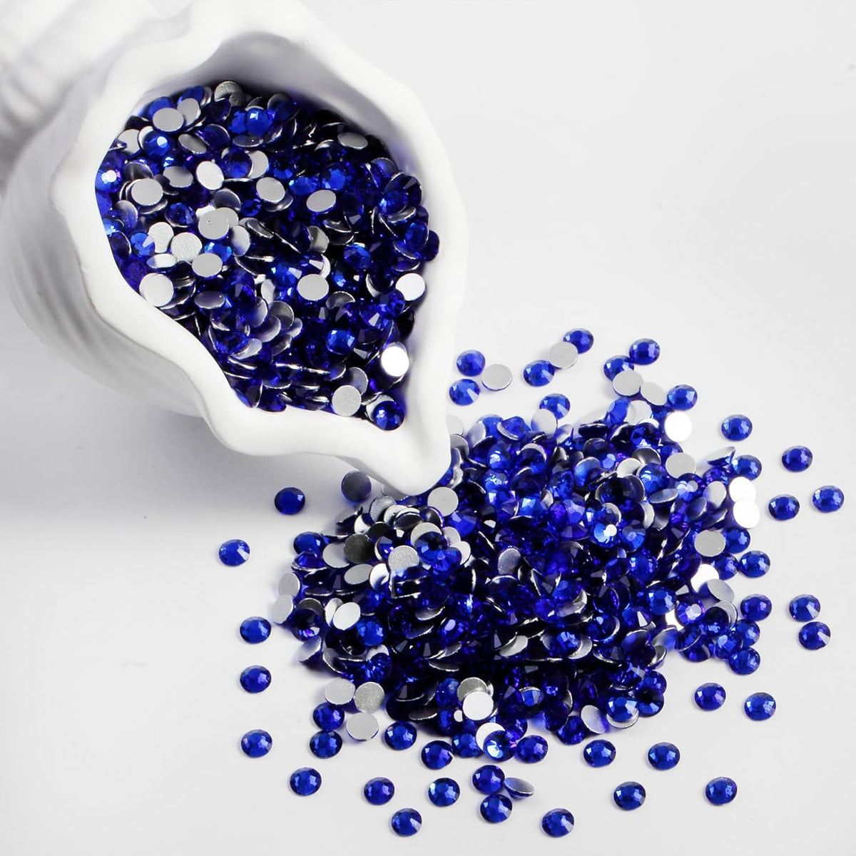 2000PCS SS16 Flatback Rhinestones | 12-Facet Diamond-Cut Glass Gems for Nail Art, Clothing, DIY Crafts |Glue-On Decoration Stones with Silver Backing(Sapphire)