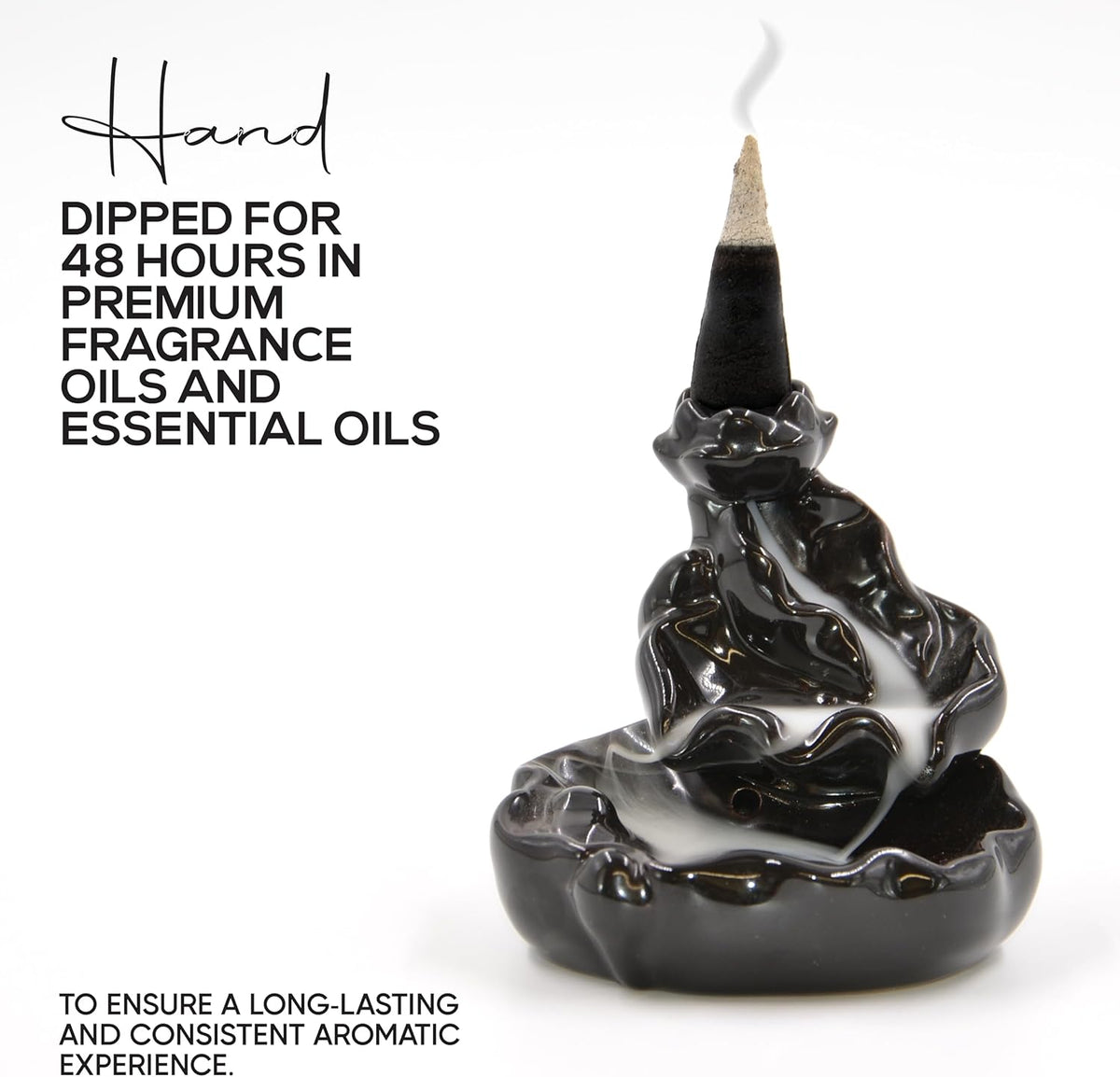 Frankincense Charcoal Incense Cones 2" BACKFLOW - 60 Pack Bulk - Natural Scented Cones Handmade Hand Dipped