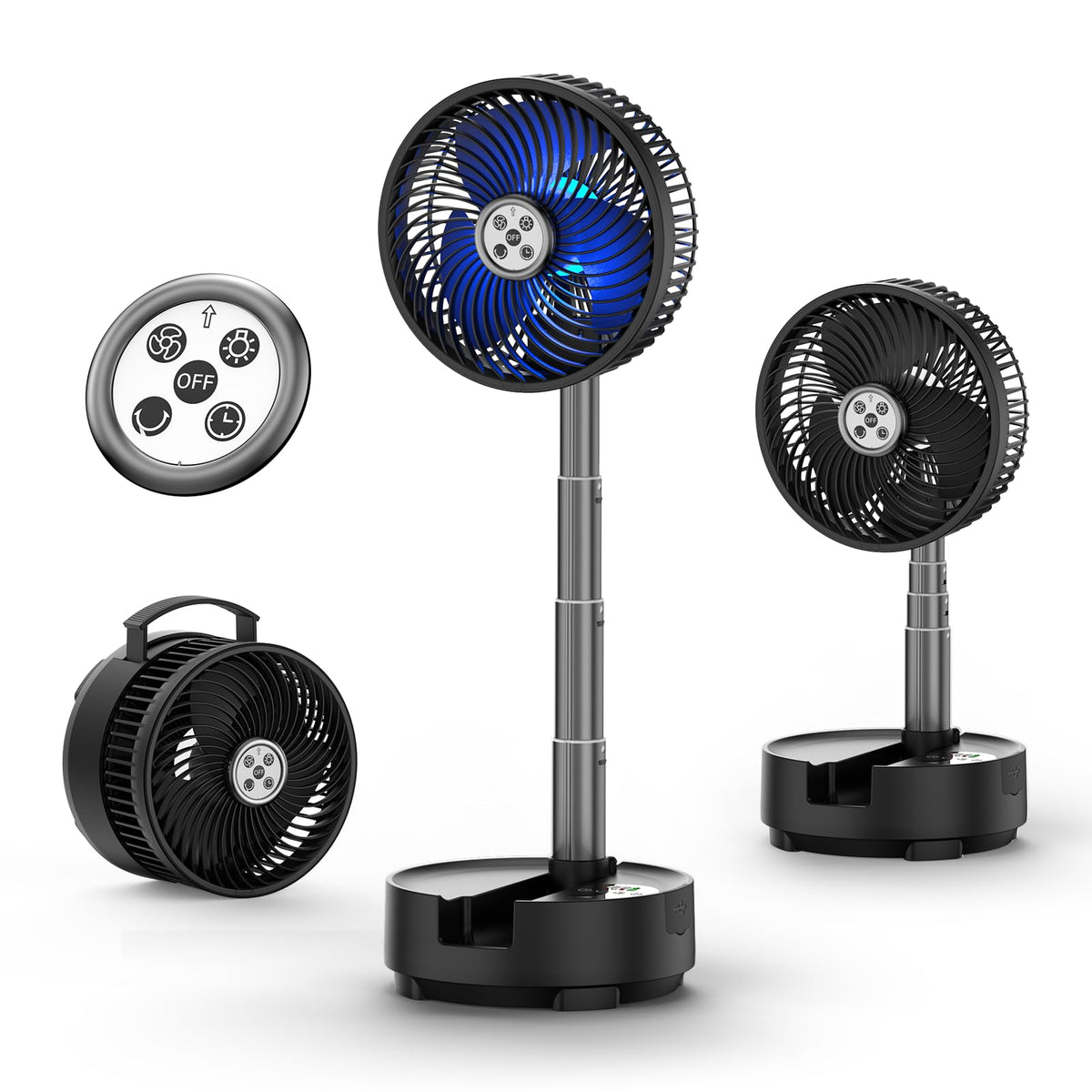 Socool 20000mAh 8 Inch Portable Fan Battery Operated Fans, Oscillating Charging Fan, Remote Control LED Light, 112 Hours Portable Foldable Fans for Camping Travel Outdoor