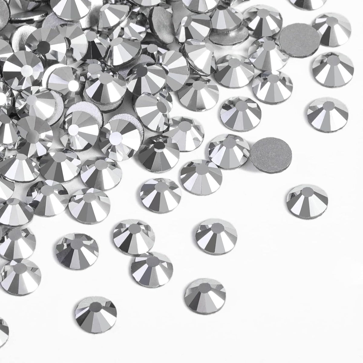 Beadsland Flat Back Crystal Rhinestones Round Gems for Nail Art and Craft Glue Fix,Silver Hematite (3.8-4.0mm) SS16/1440pcs
