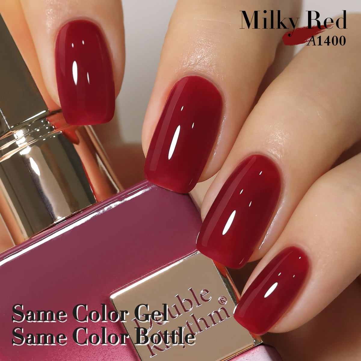 Double Rhythm Translucent Gel Polish Sheer Neutral Natural Light Milky Same Color Same Bottle 15ML Jelly Nail Polish Nail Art DIY at Home (Jelly Burgundy-A1400)