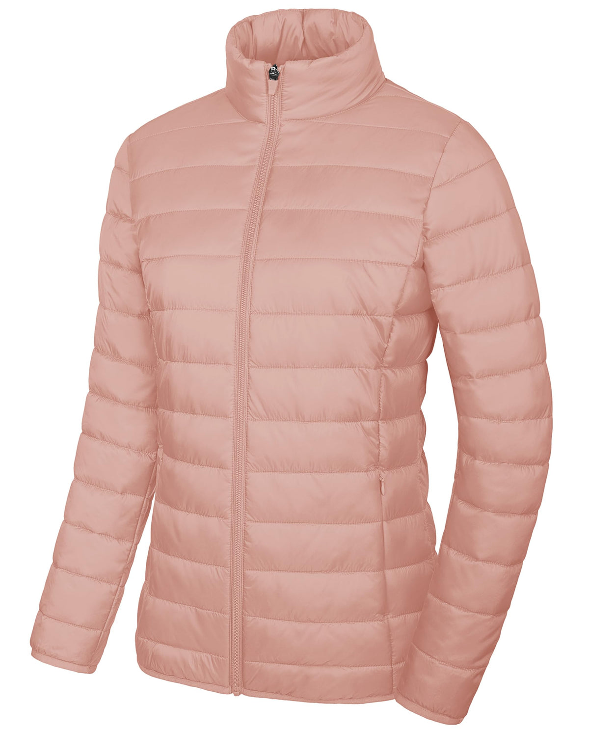 MAGCOMSEN Womens Puffer Jacket Ultra-light Quilted Zip-up Padded Winter Warm Outwear with 4 Pockets, Apricot S