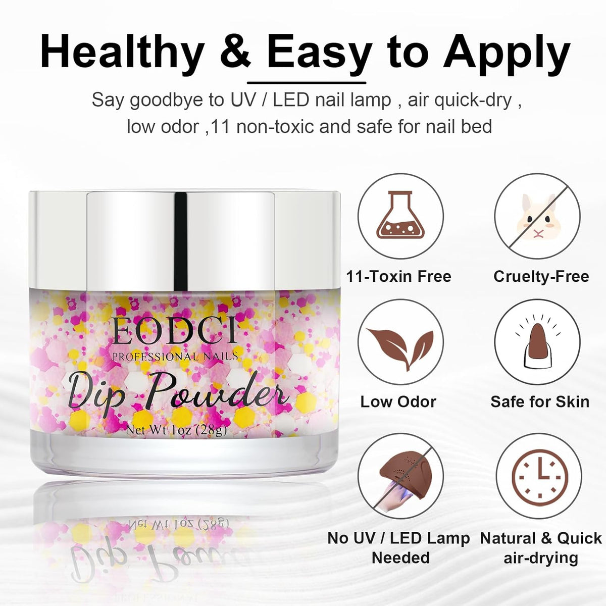 Glitter Dipping Powder, Sprinkle On Glitter Collection - Hot Pink Dip powder - No Needed UV Lamp - Long Lasting 14 Days Dip Colors - Nail Color for Professionals & At-Home DIY 1oz