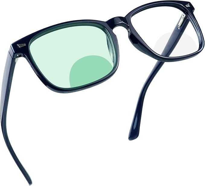 YEIN Bifocal Reading Glasses with Blue Light Blocking Lenses, Bifocal Reader for Women and Men, Vintage Square frame with Spring Hinge (+0.50/+2.75 magnification)