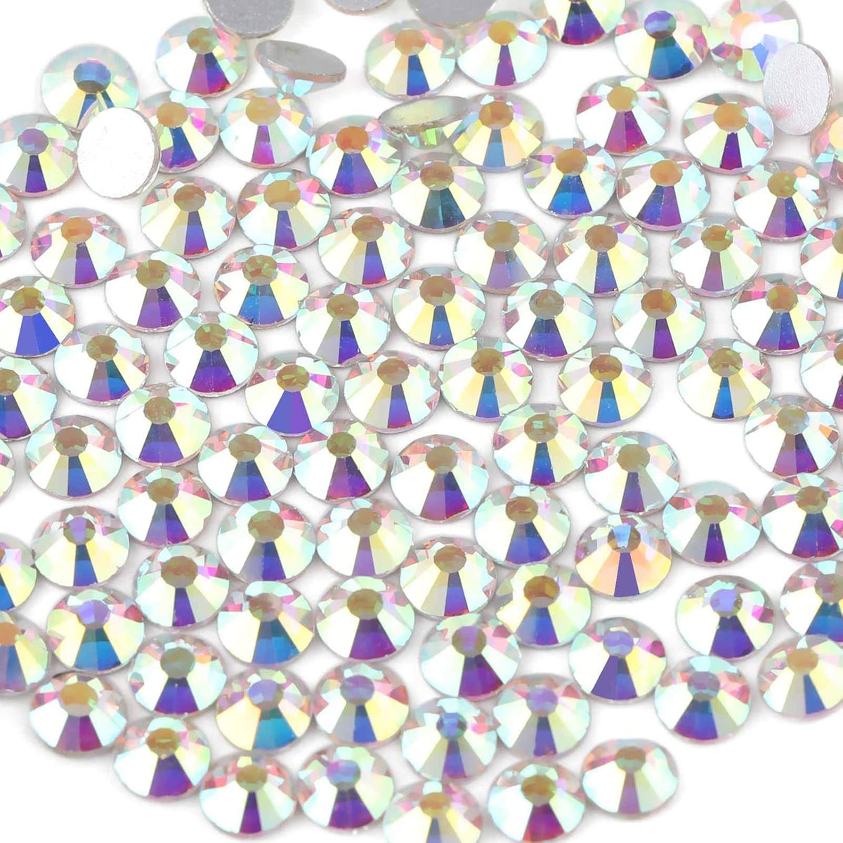 beadsland Flat Back Crystal Rhinestones Round Gems for Nail Art and Craft Glue Fix, CrystalAB (1.3-1.4mm) SS3/1440pcs